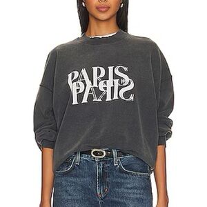 Annie bing washed look Gray Paris Graphic Sweatshirt